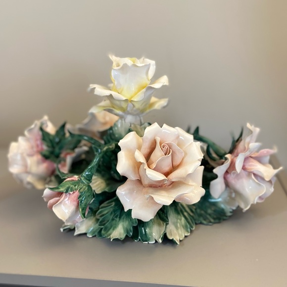 Vintage Capodimonte Sculpture Floral Centerpiece